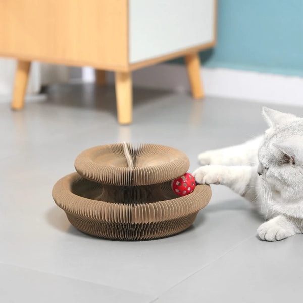 Round Corrugated Cat Scratcher Board with Ball Track
