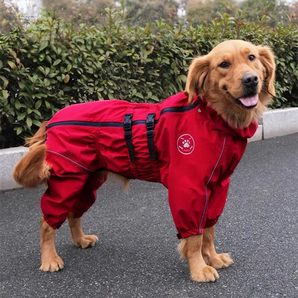 Reflective Waterproof Dog Raincoat Jumpsuit for Large Dogs