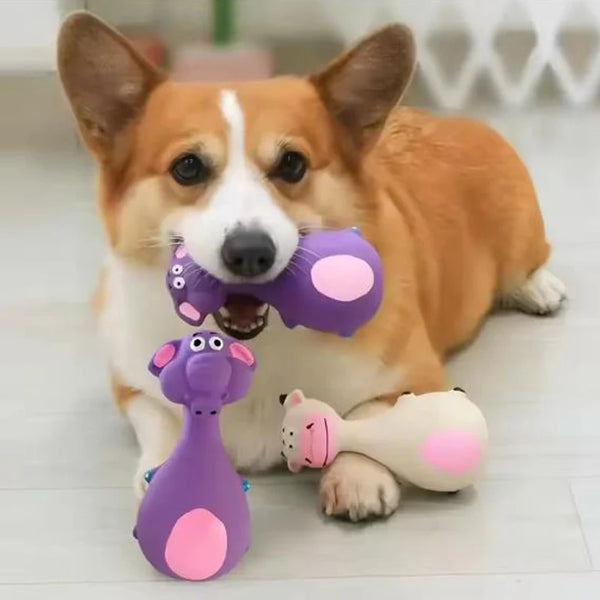 Squeaky Animal Chew Toy for Dogs - Elephant and Cow Style