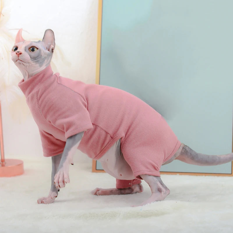 Cotton Cartoon Hoodie Vest for Sphynx Cats and Kittens