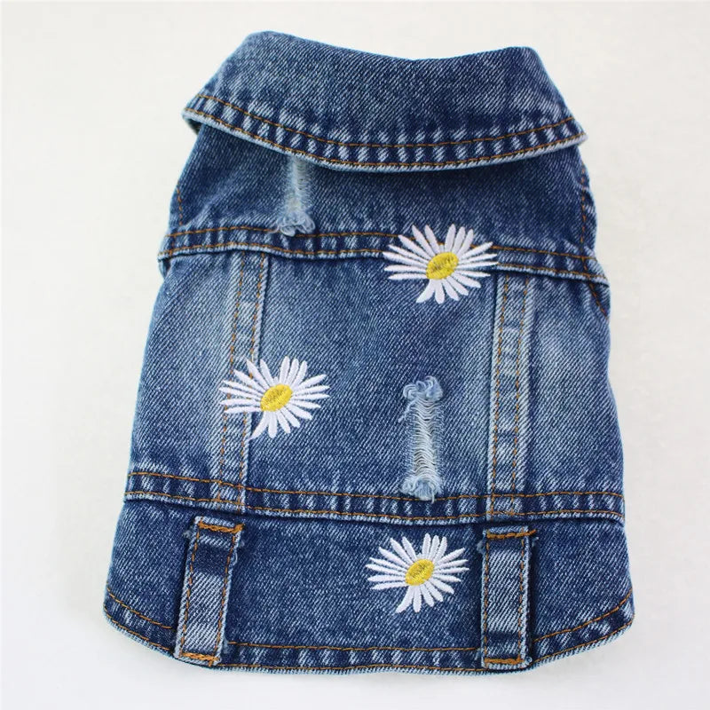 Casual Denim Vest Jacket for Kittens and Small Cats