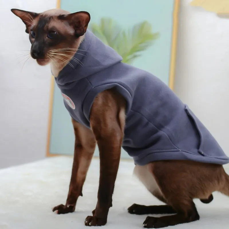 Cotton Cartoon Hoodie Vest for Sphynx Cats and Kittens