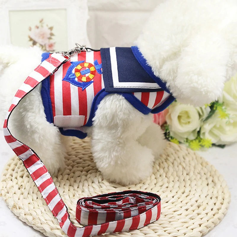 Navy Suit Adjustable Harness and Leash Set for Small Pets