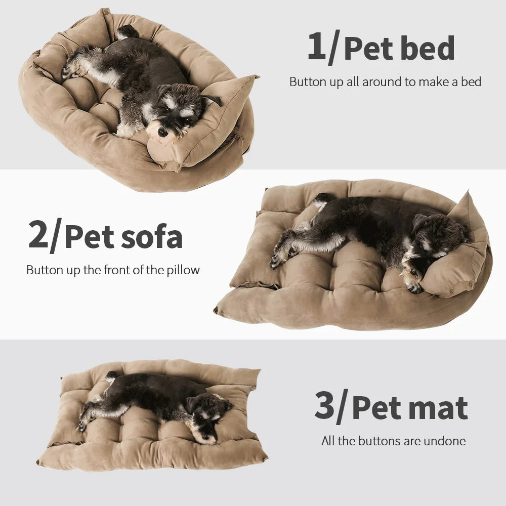 3-in-1 Warm Dog and Cat Bed Sofa Cushion