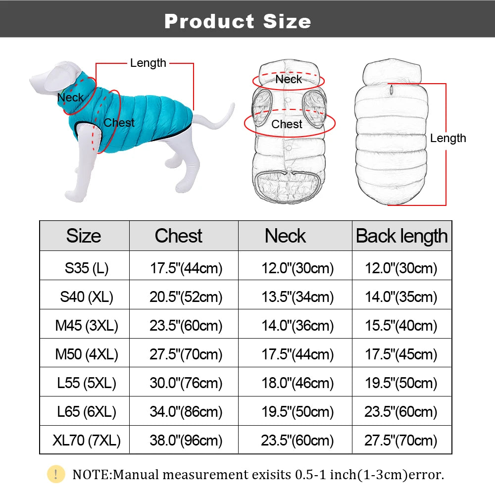 Reversible 3-Layer Waterproof Winter Dog Vest Jacket