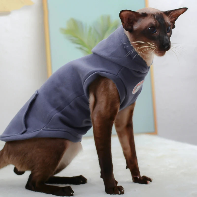 Cotton Cartoon Hoodie Vest for Sphynx Cats and Kittens