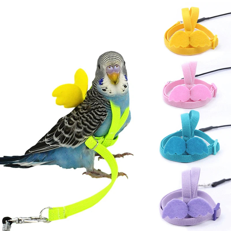 Adjustable Parrot Harness and Flying Leash Set