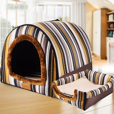 Foldable Star Print Dog House Kennel with Removable Cover