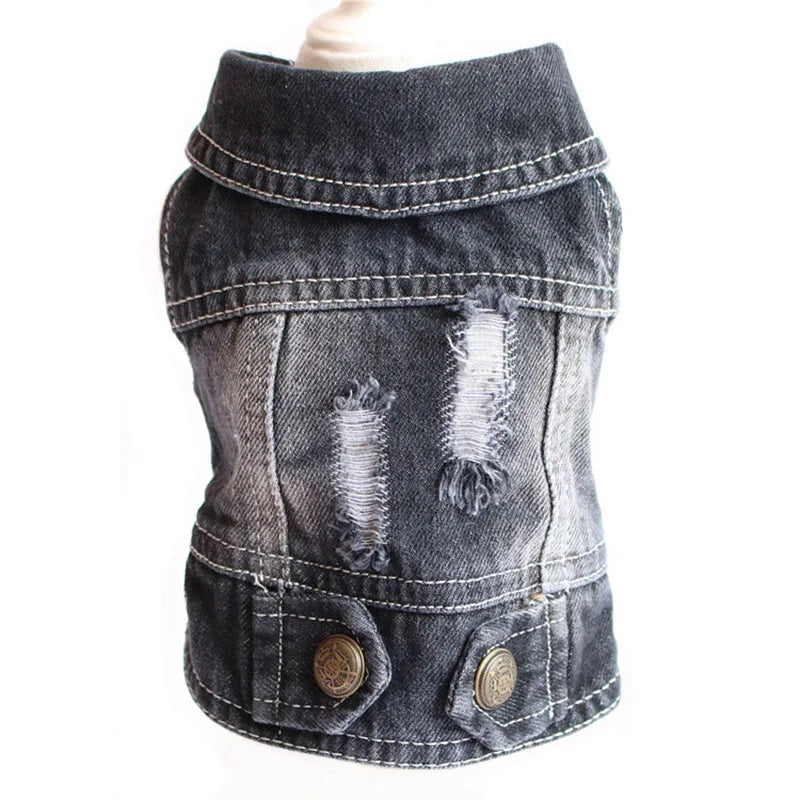 Casual Denim Vest Jacket for Kittens and Small Cats