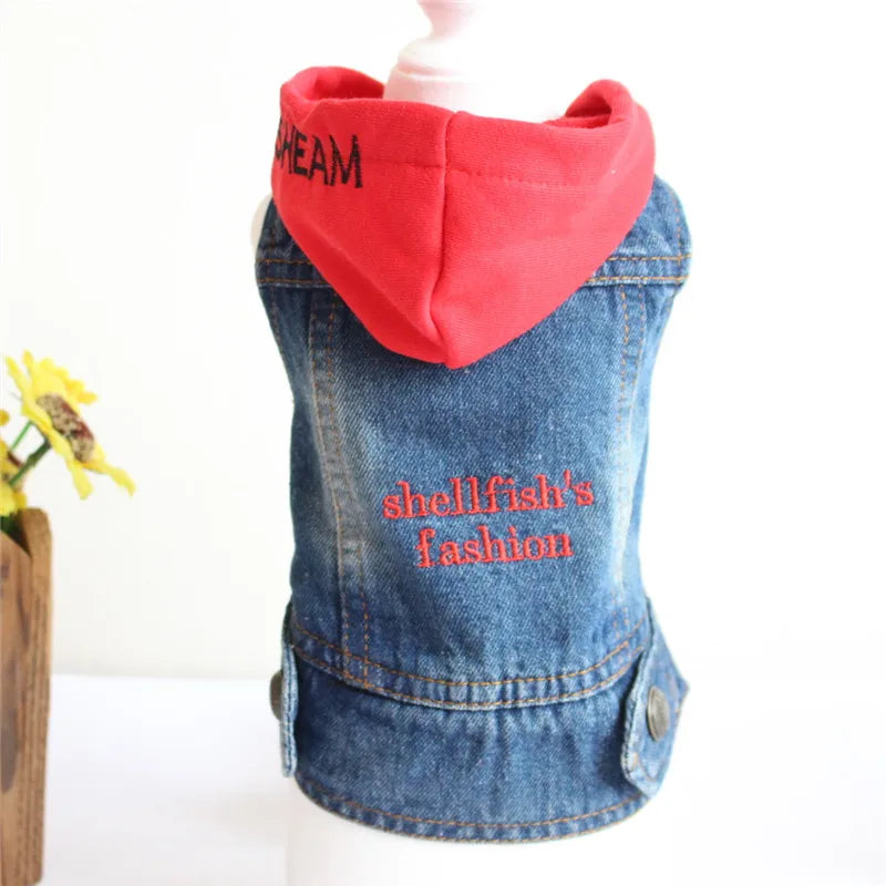Casual Denim Vest Jacket for Kittens and Small Cats