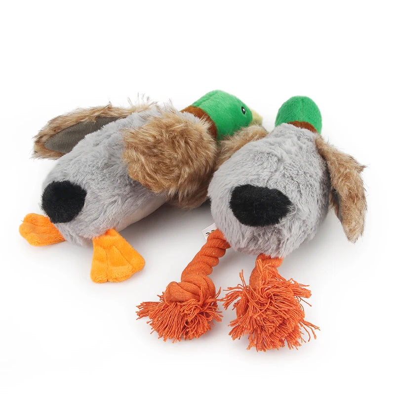 Squeaky Plush Duck Rope Toy for Dogs