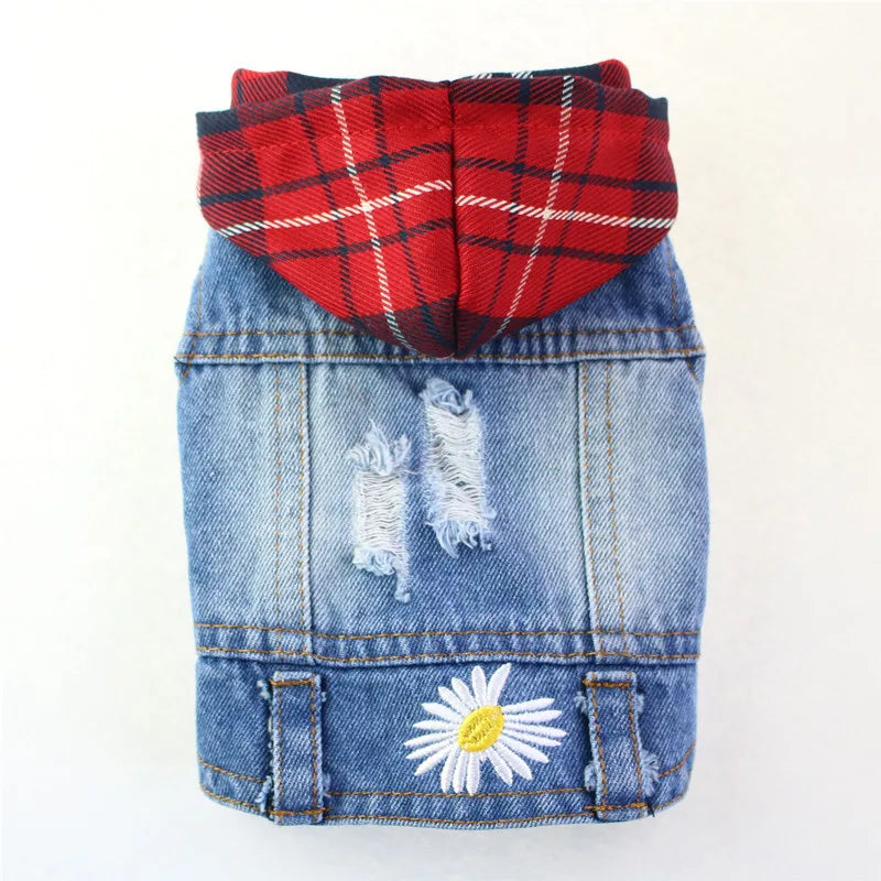 Casual Denim Vest Jacket for Kittens and Small Cats