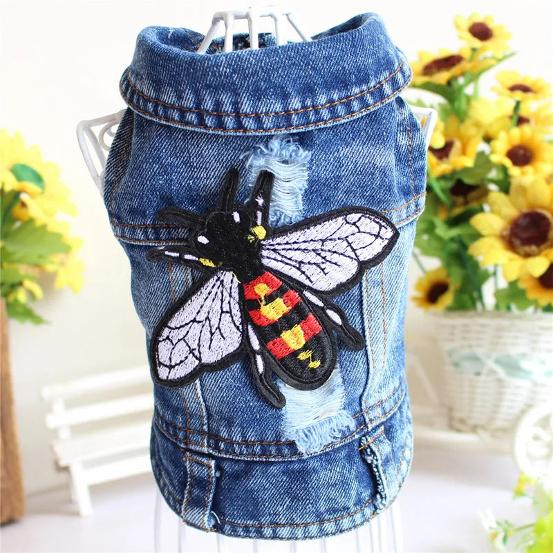 Casual Denim Vest Jacket for Kittens and Small Cats