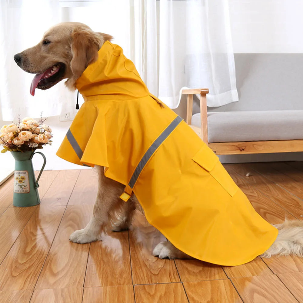 Bright Reflective Tape Dog Raincoat for Puppies and Big Dogs