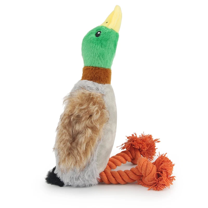 Squeaky Plush Duck Rope Toy for Dogs