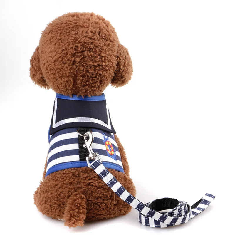 Navy Suit Adjustable Harness and Leash Set for Small Pets