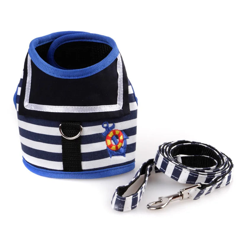 Navy Suit Adjustable Harness and Leash Set for Small Pets