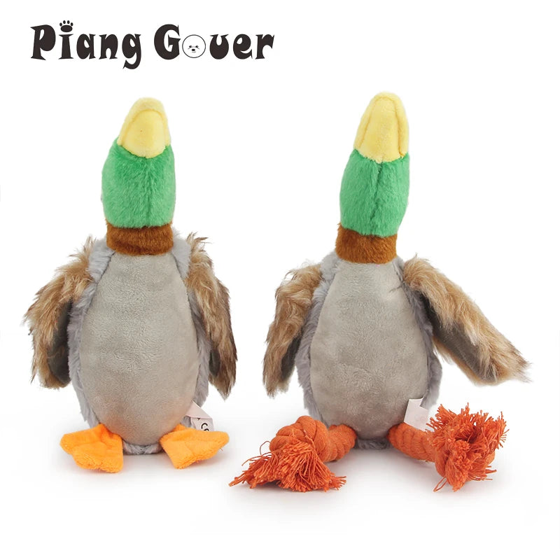 Squeaky Plush Duck Rope Toy for Dogs