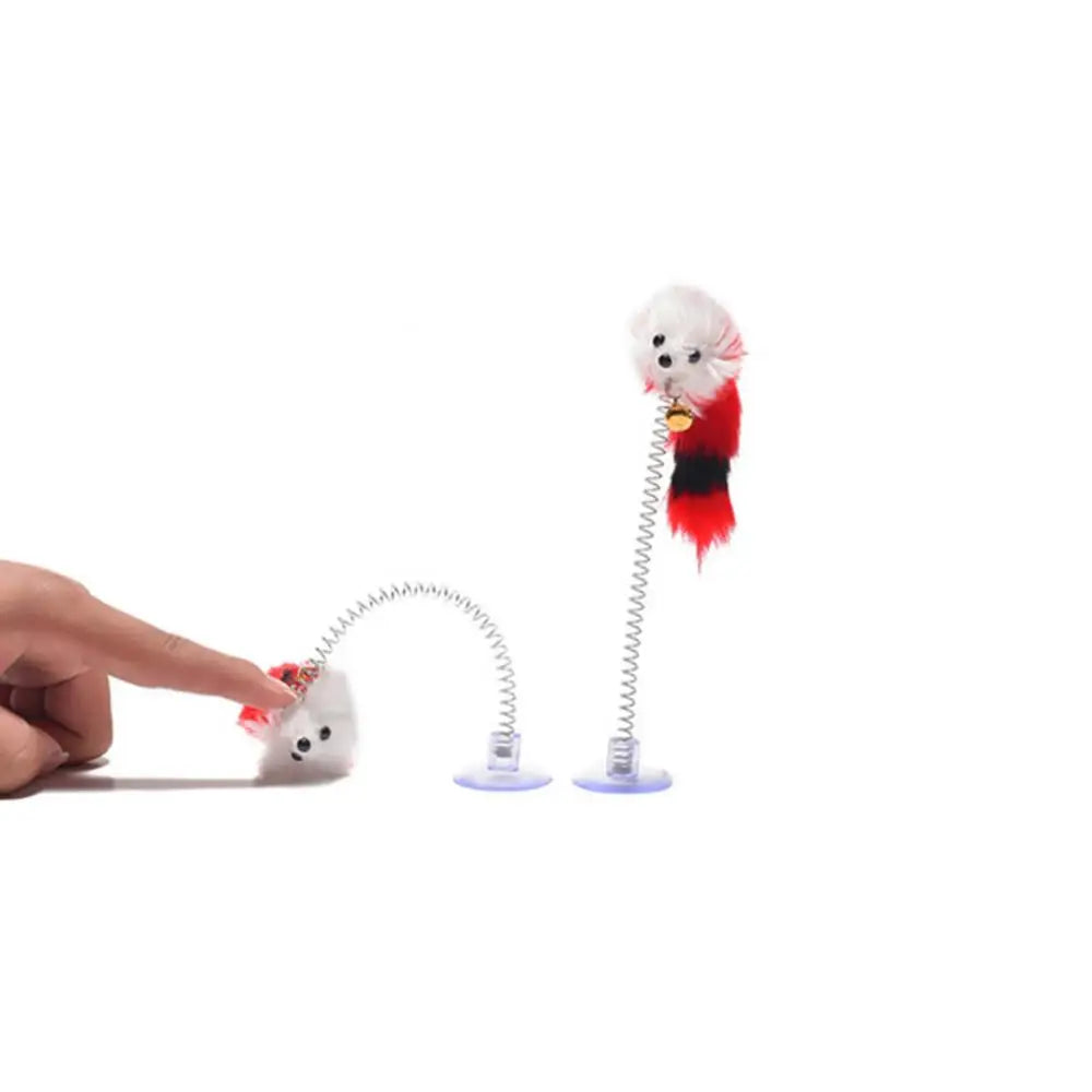 Suction Cup Feather Mouse Teaser Toy with Bell for Cats