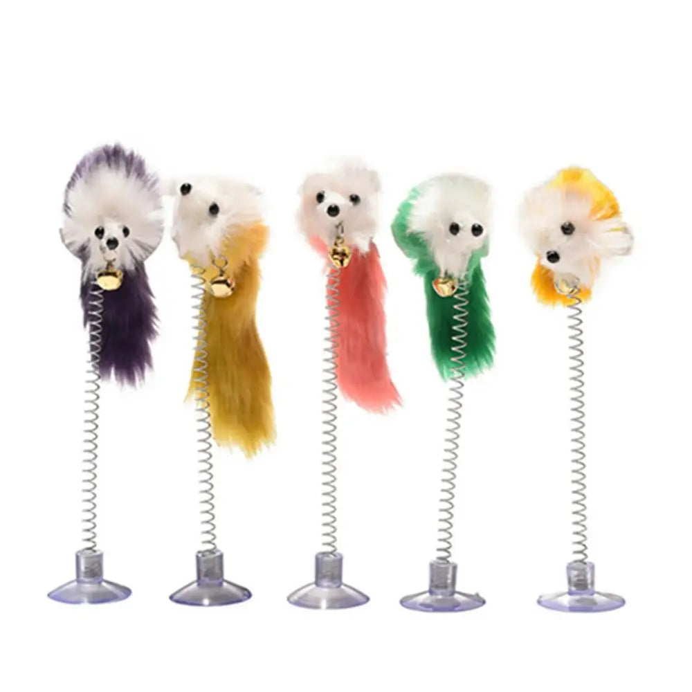 Suction Cup Feather Mouse Teaser Toy with Bell for Cats