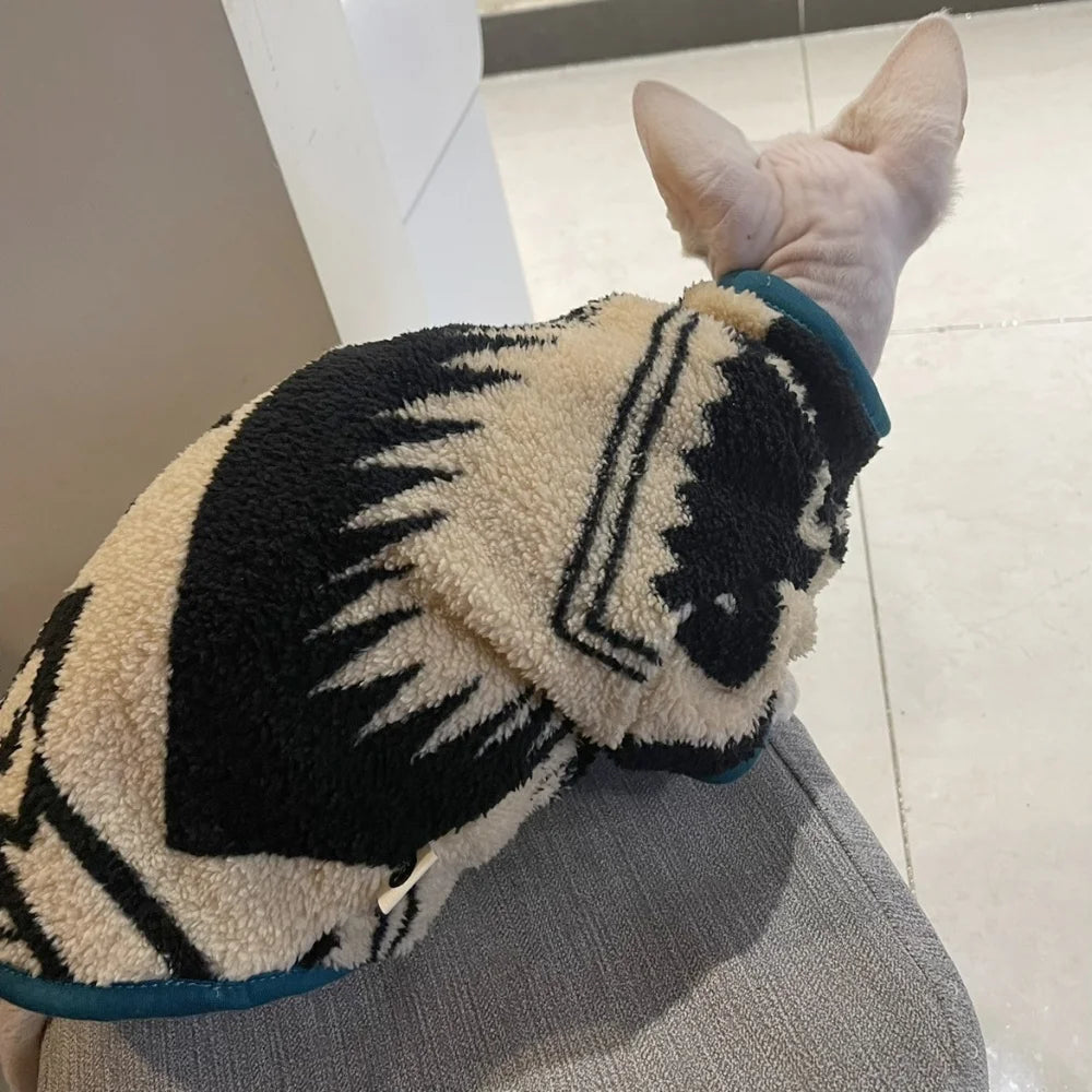 Ollie Velvet Zipper Jacket for Sphynx and Devon Rex Cats