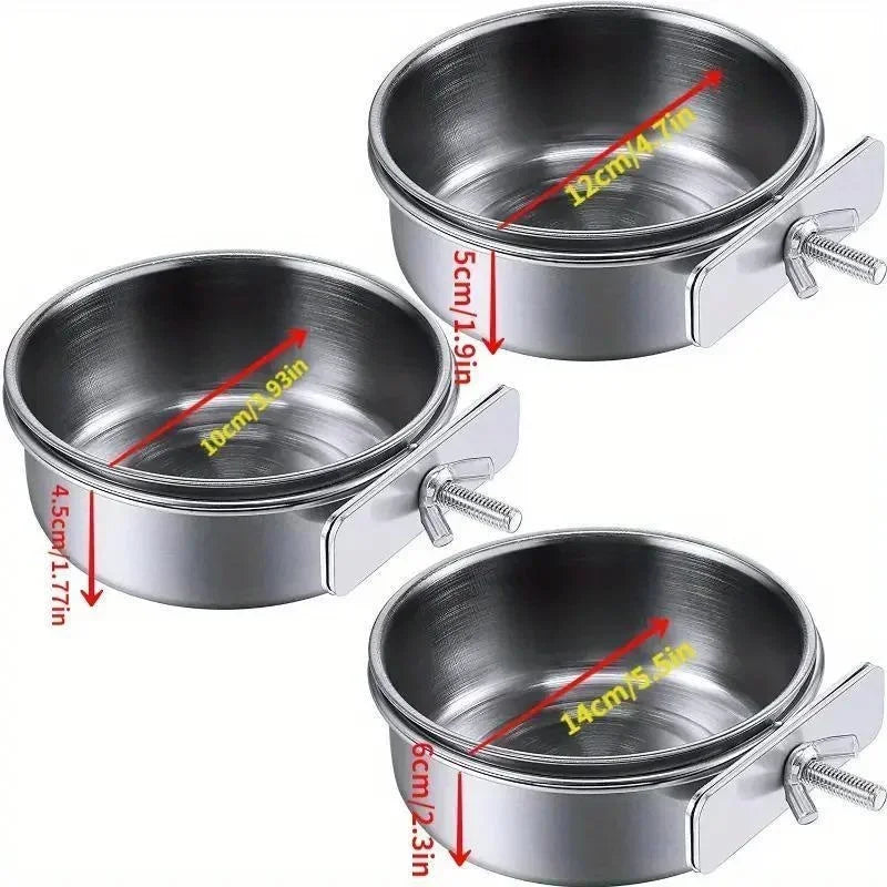 Stainless Steel Clamp Bird Food and Water Cup