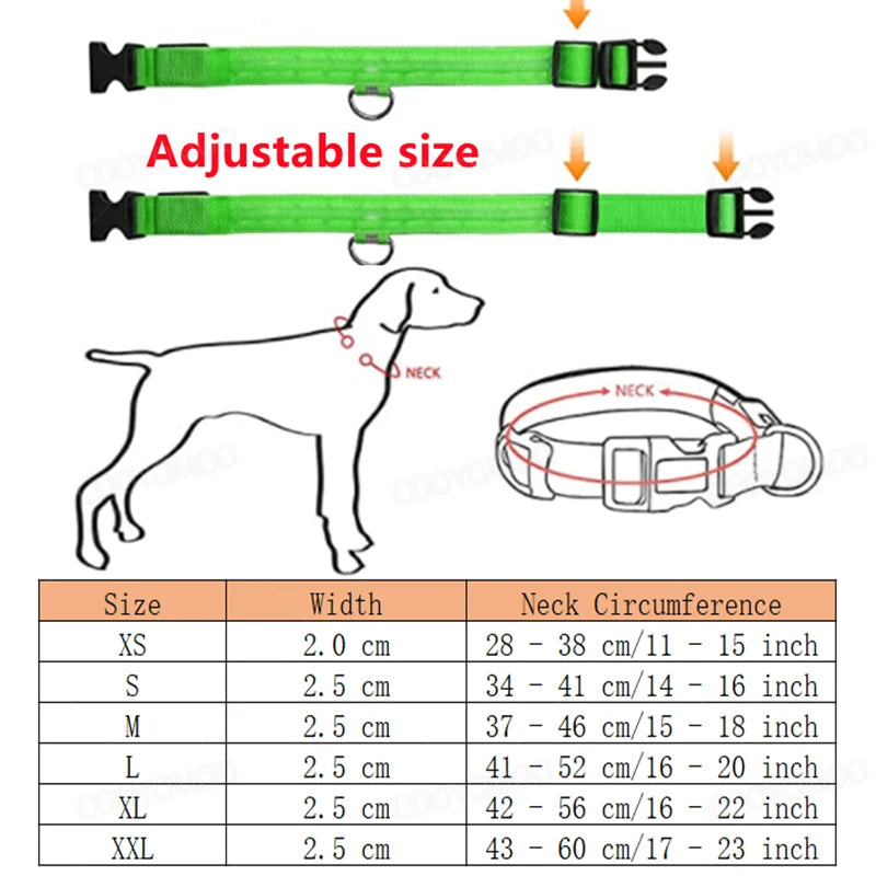 USB Rechargeable LED Glow Collar with 3 Light Modes