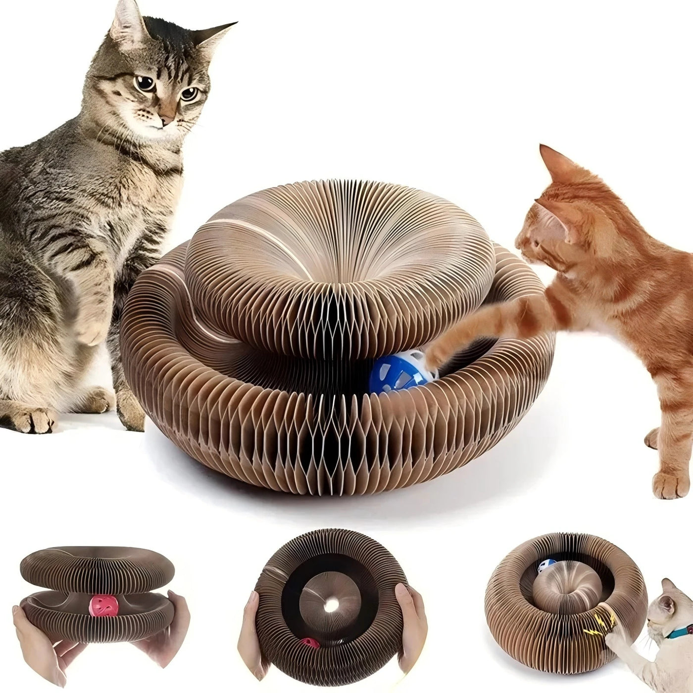 Round Corrugated Cat Scratcher Board with Ball Track