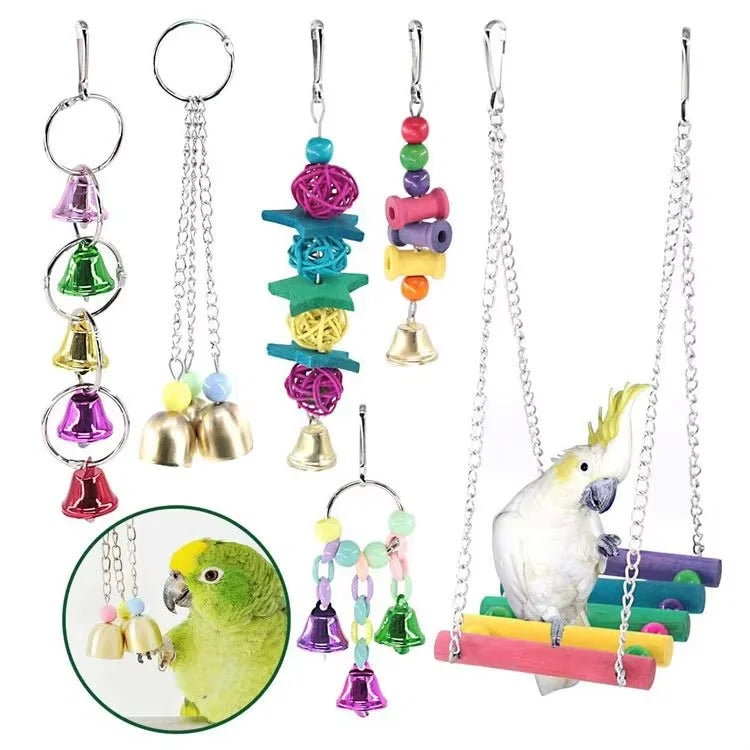 Colorful Parrot Biting and Foraging Toy Set