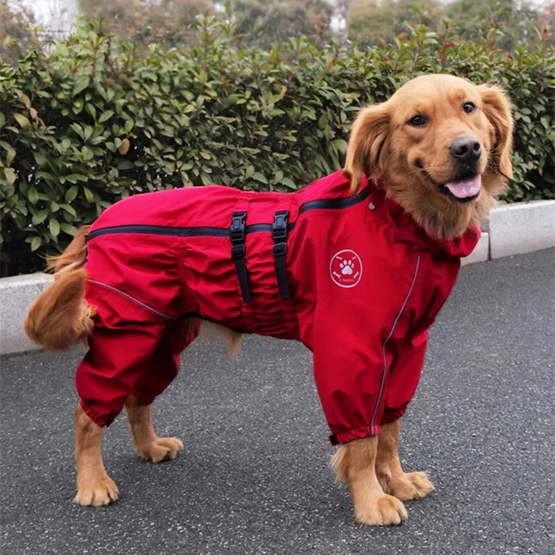 Reflective Waterproof Dog Raincoat Jumpsuit for Large Dogs