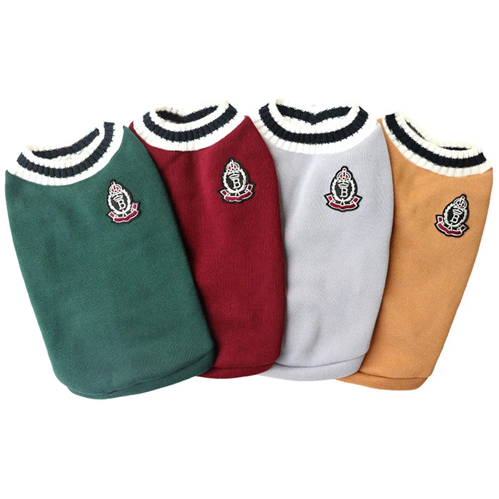 Collegiate Style Winter Sweater Vest for Cats and Small Dogs