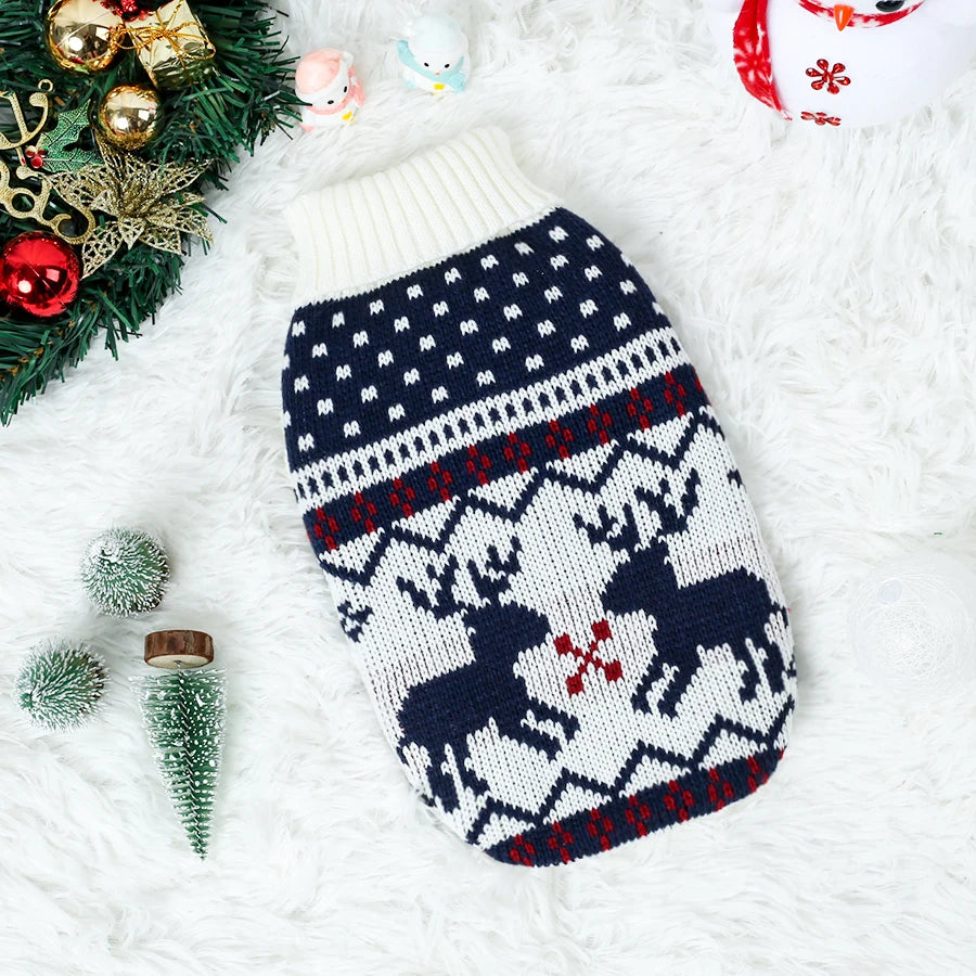 Festive Christmas Knit Dog Sweater for Puppies and Small Dogs
