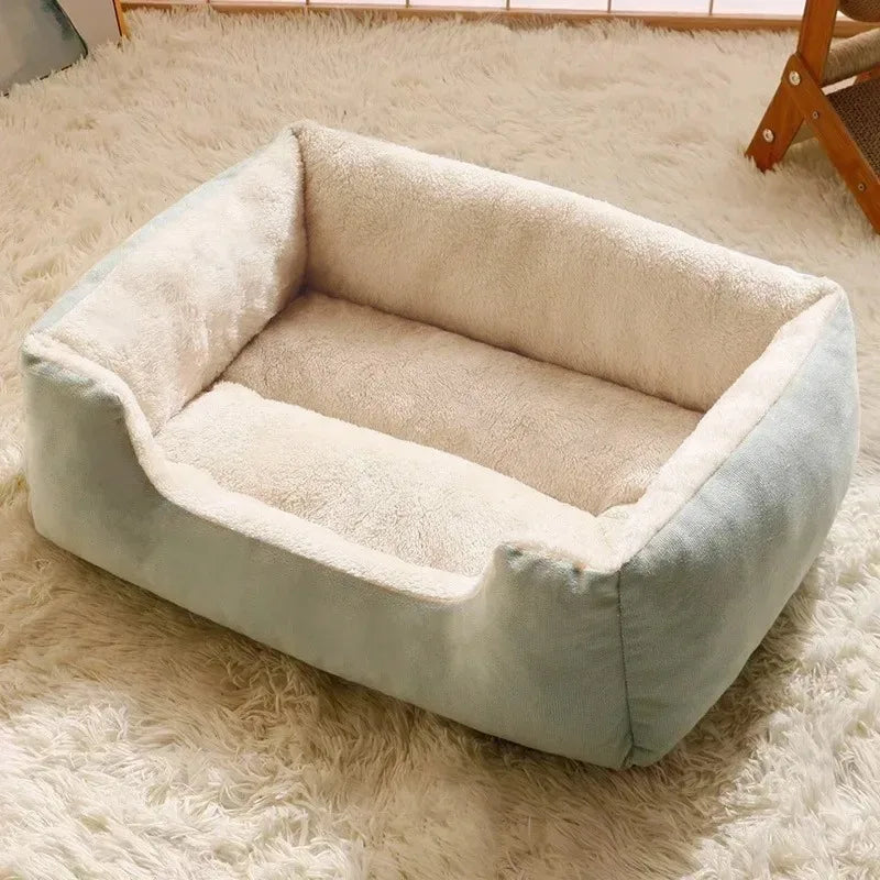 Plush Cat and Dog Cushion Bed with Breathable Basket Design
