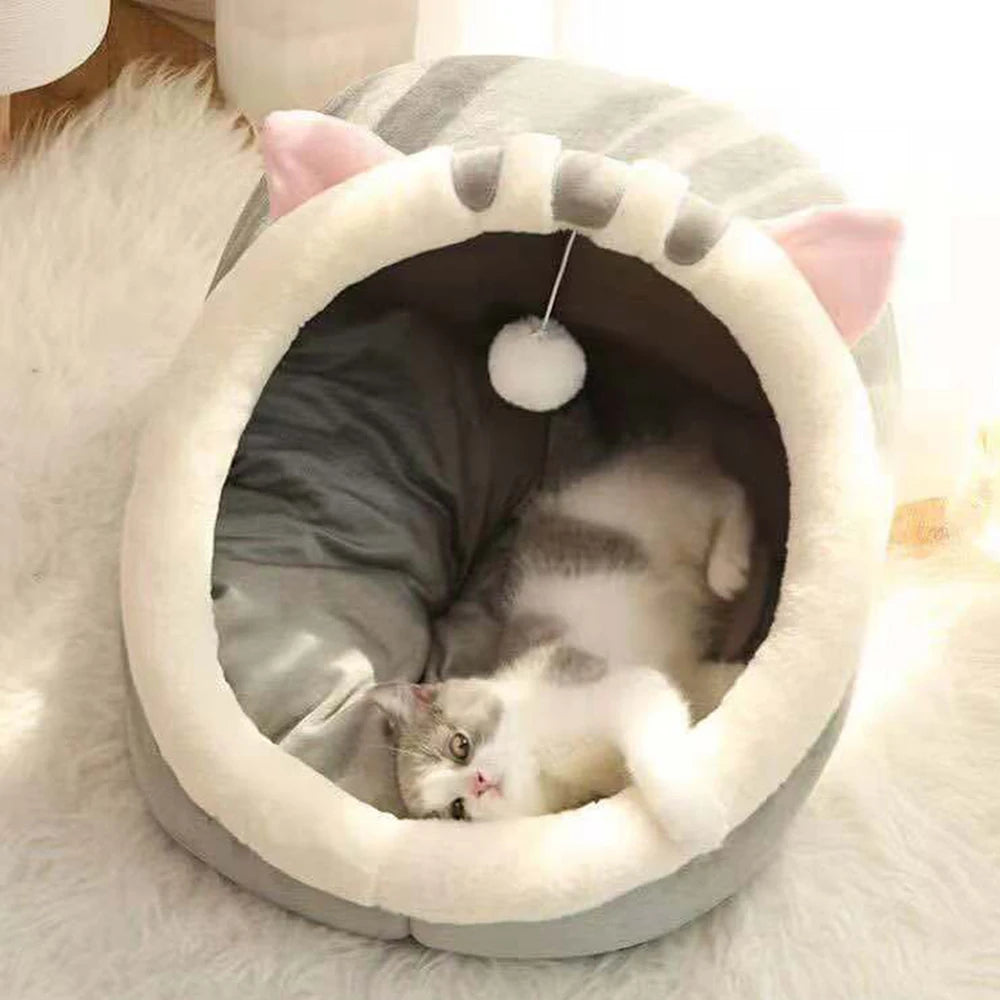 Semi-Closed Cotton Cat Nest Bed for Cozy Rest