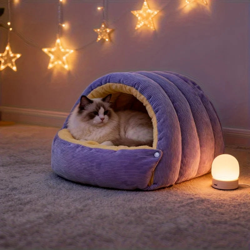 Thick Warm Cat Cave Bed for Winter Sleeping