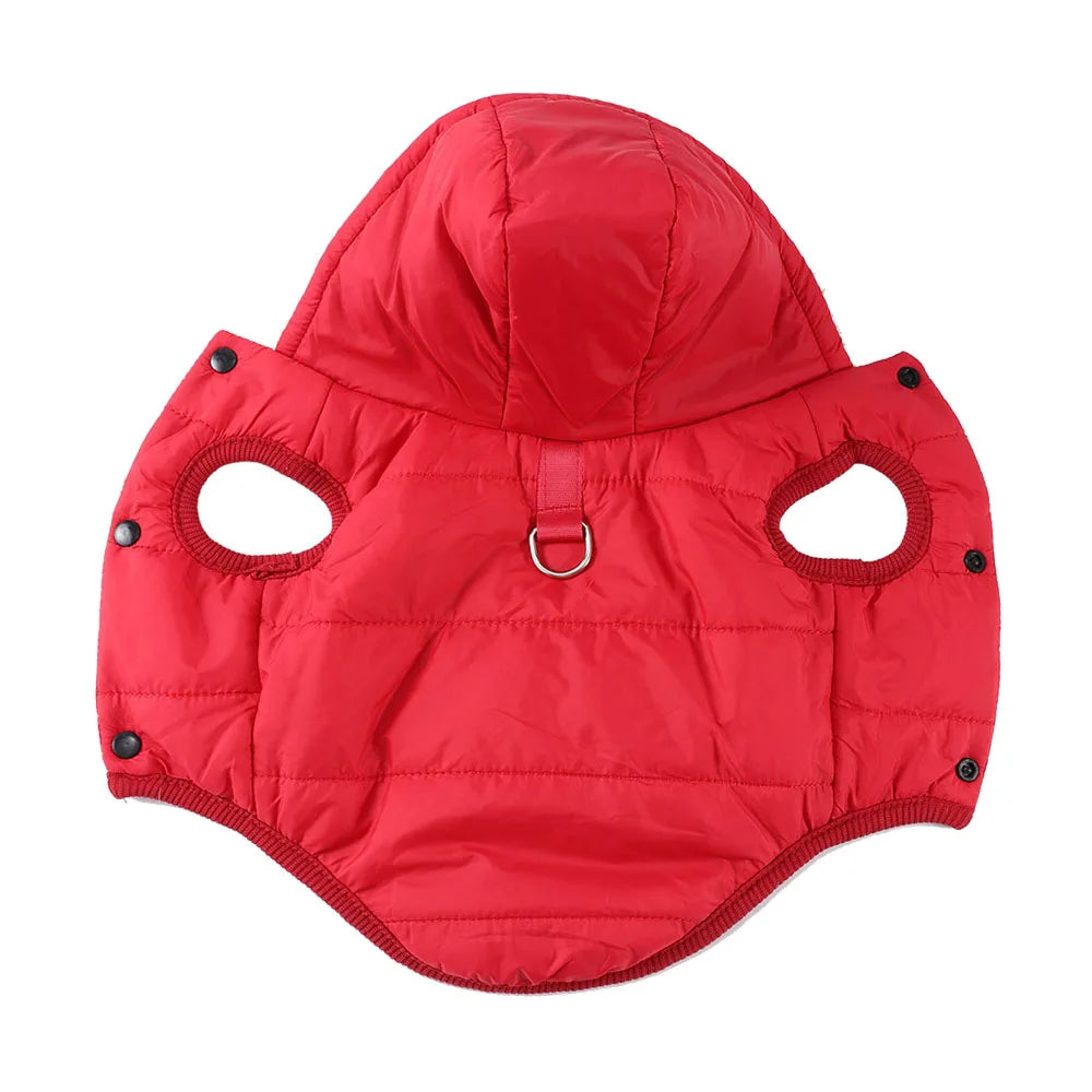 Hooded Fleece Winter Coat with D-Ring for Cats and Small Dogs