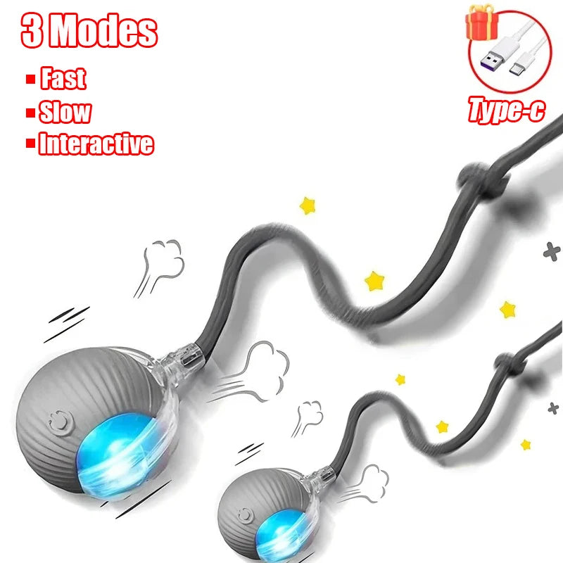 Rechargeable Faux Tail Smart Ball Cat Toy