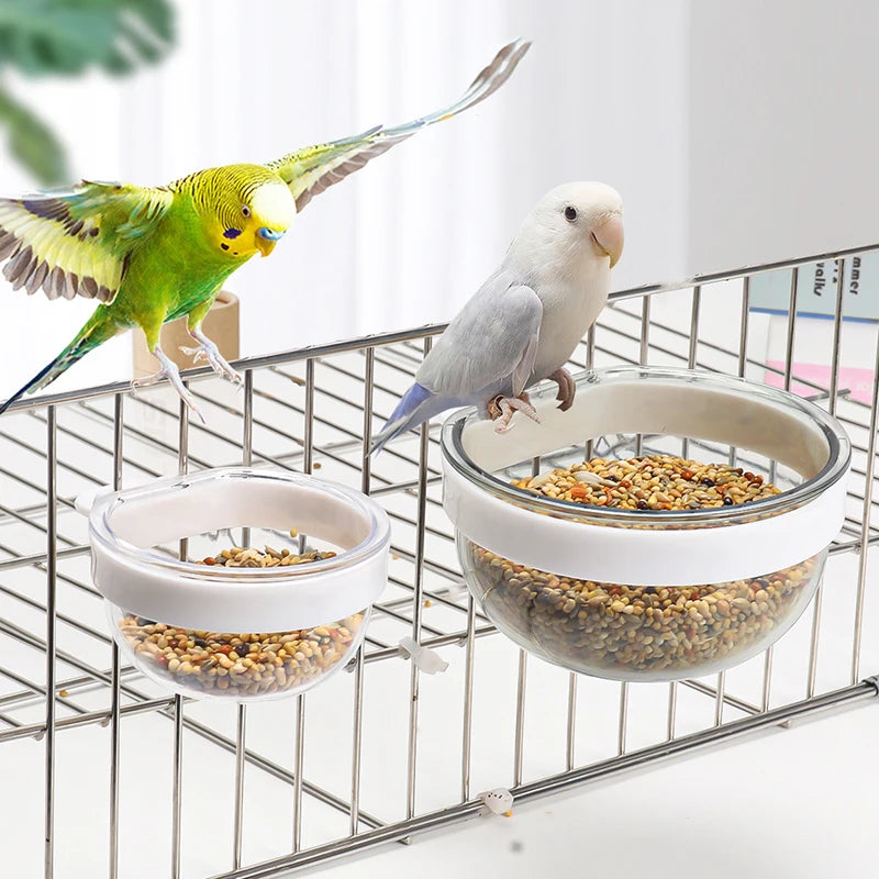 Detachable Transparent Bird Feeding Bowl for Cages