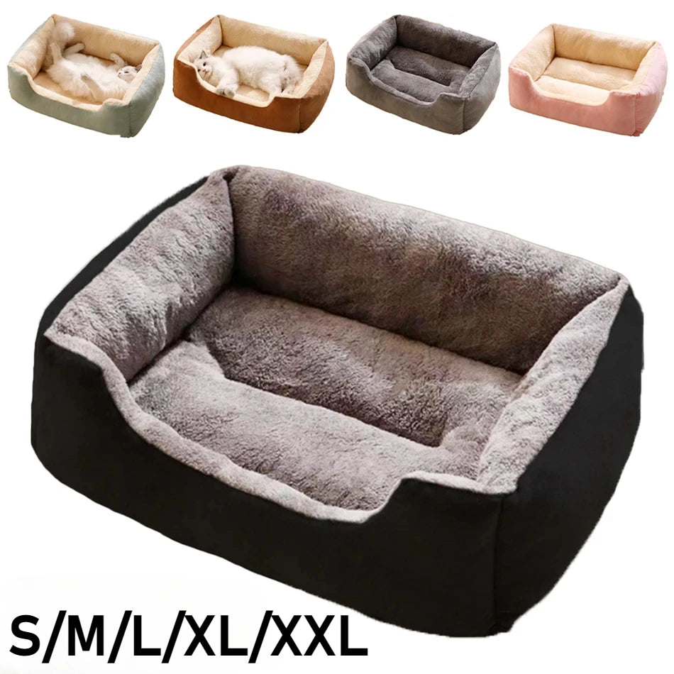 Plush Cat and Dog Cushion Bed with Breathable Basket Design