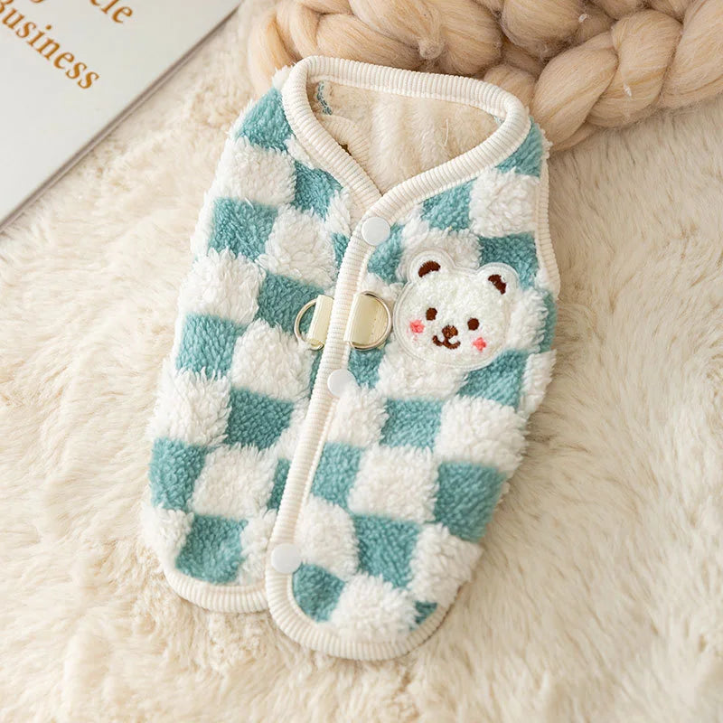 Sweet Bear Print Plush Sweater Jacket for Small Dogs and Cats