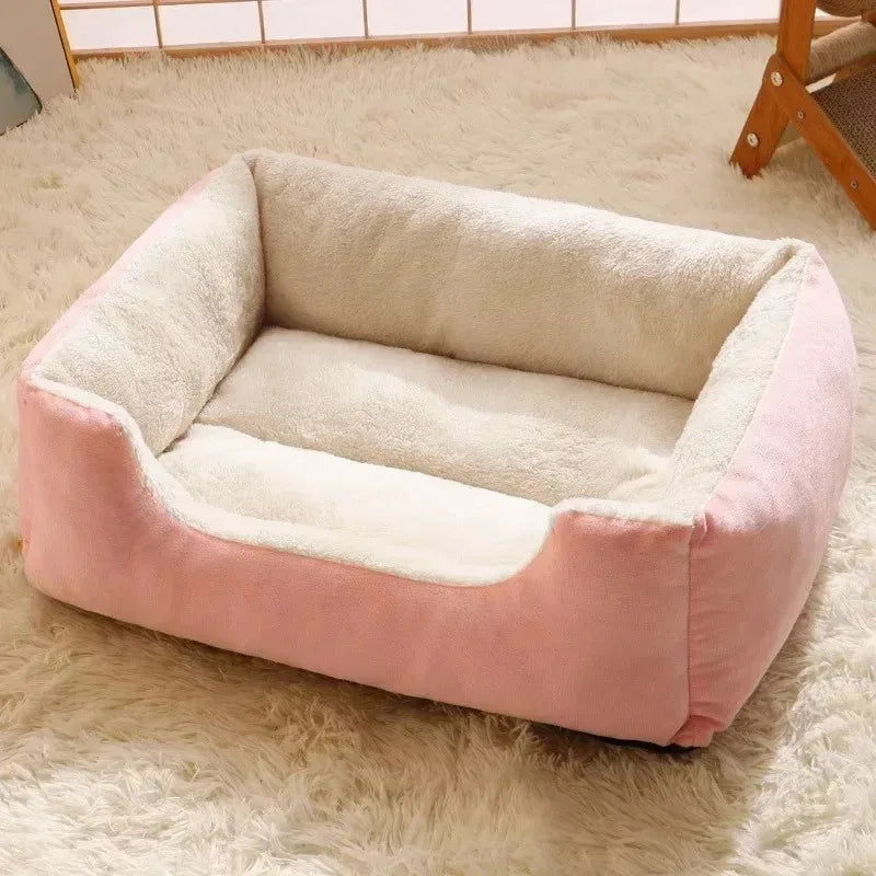 Plush Cat and Dog Cushion Bed with Breathable Basket Design