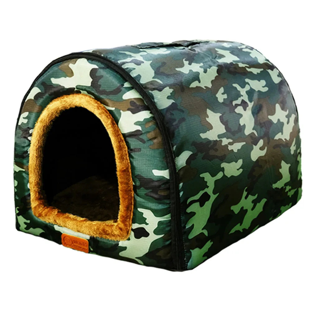Foldable Star Print Dog House Kennel with Removable Cover