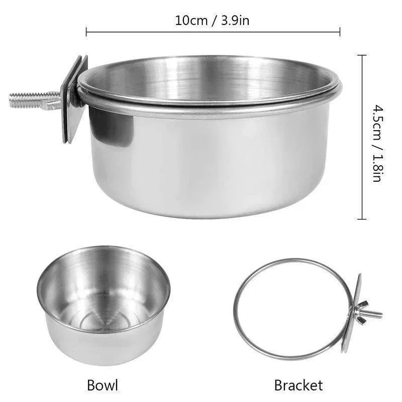 Stainless Steel Clamp Bird Food and Water Cup