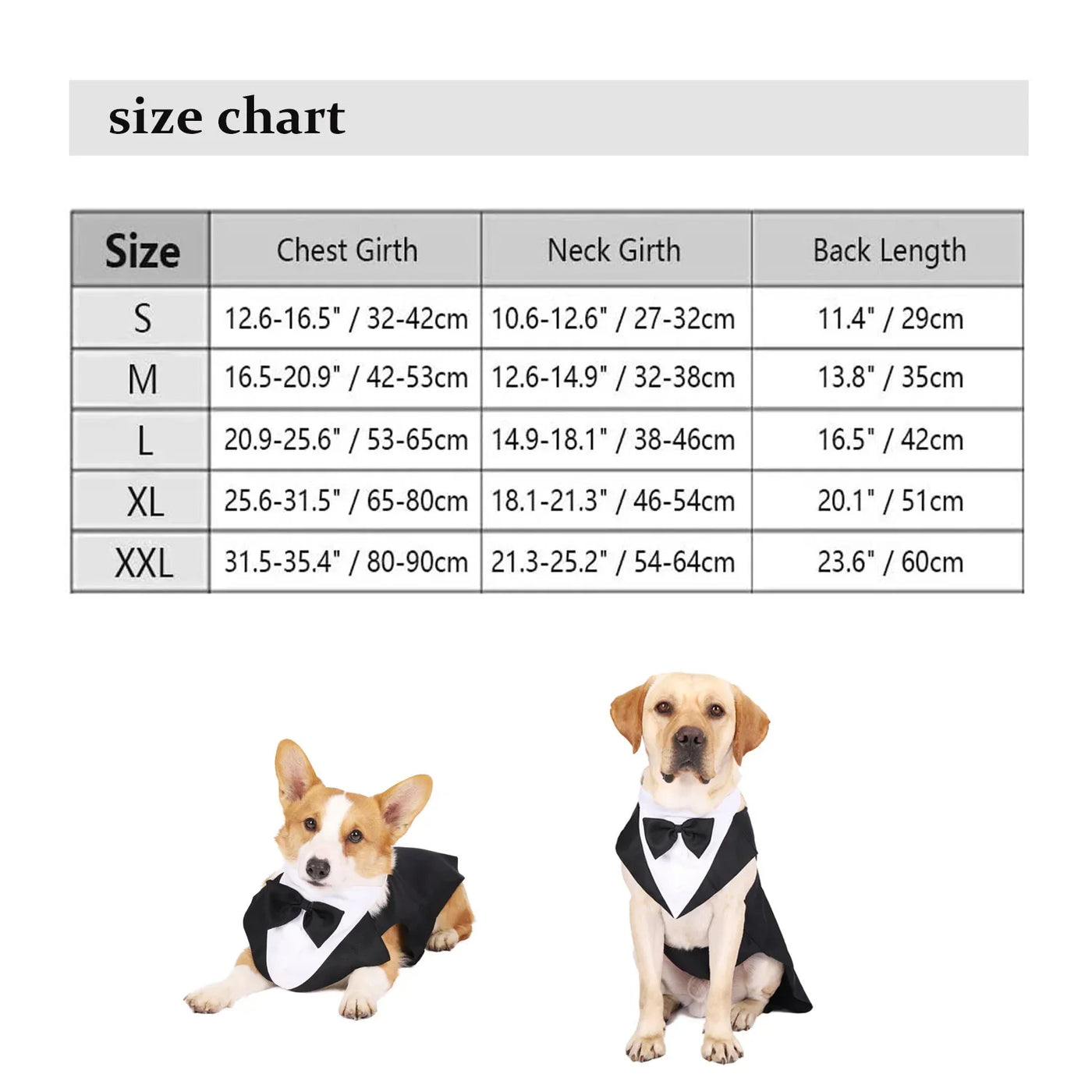 Formal Dog Tuxedo Shirt With Bow Tie for Parties and Weddings