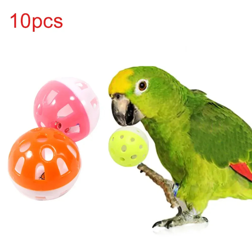 10-Piece Hollow Bell Ball Toy Set for Parrots