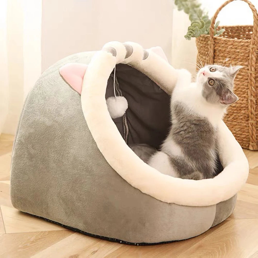 Semi-Closed Cotton Cat Nest Bed for Cozy Rest