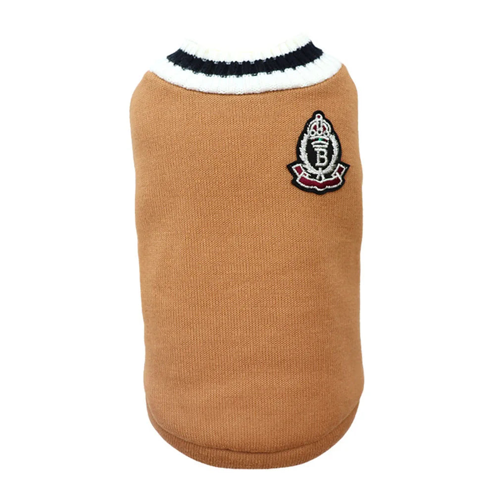 Collegiate Style Winter Sweater Vest for Cats and Small Dogs