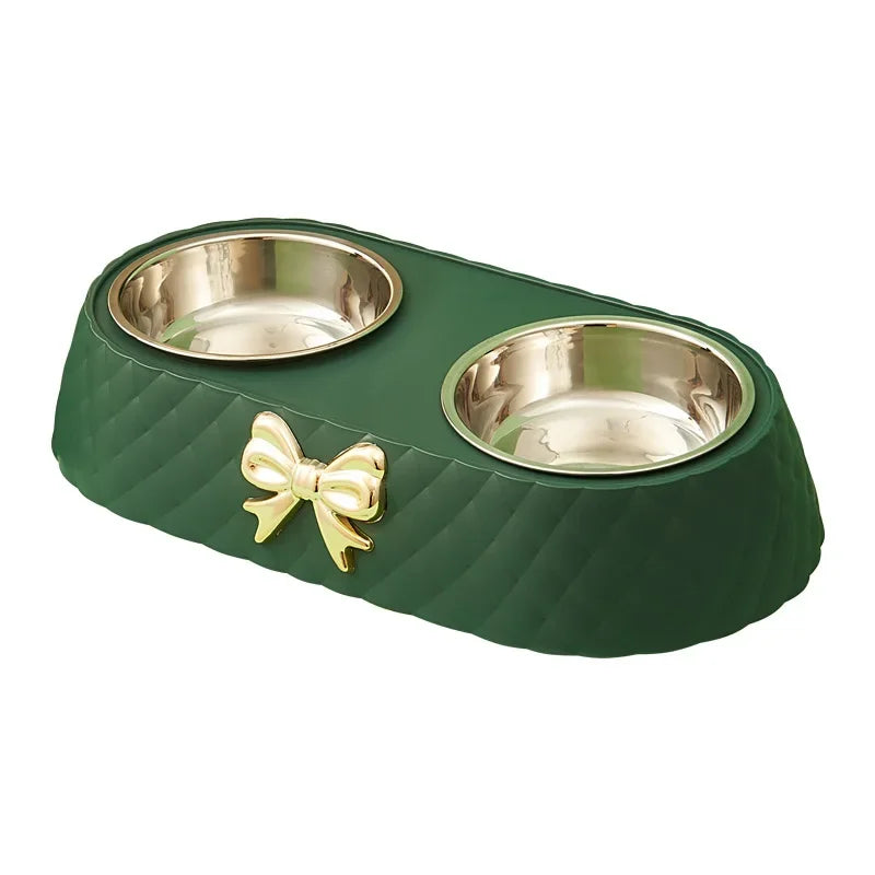 Bowtie Double Food and Water Bowl for Cats and Dogs