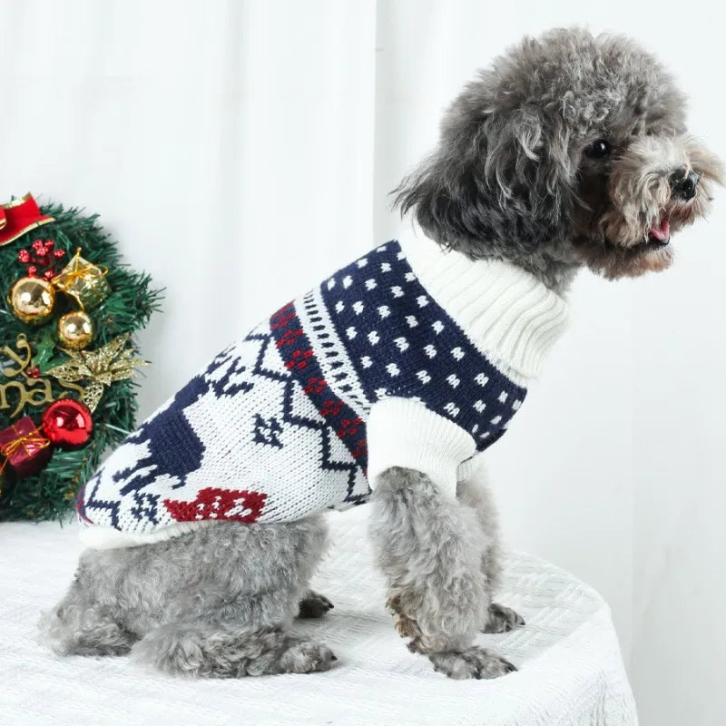 Festive Christmas Knit Dog Sweater for Puppies and Small Dogs