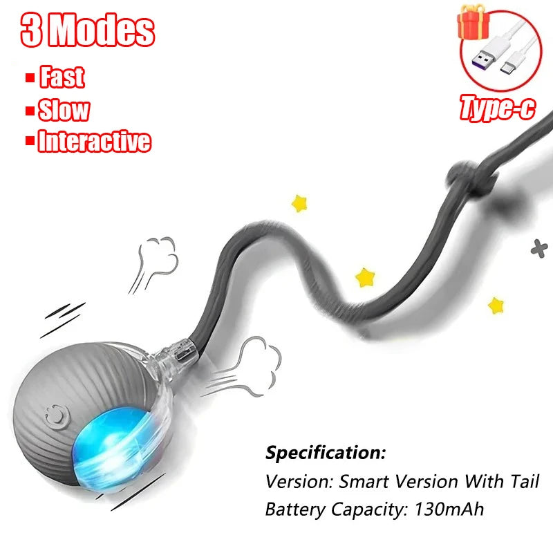 Rechargeable Faux Tail Smart Ball Cat Toy